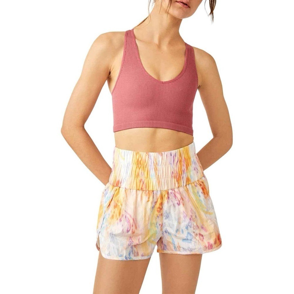 Free People FP Movement Shorts Womens L Colorful The Way Home High Waist Gym Run